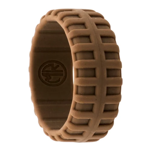 Tyre Tread 9mm Mens Bronze Silicone Ring