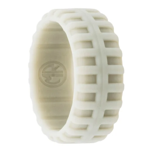 Tyre Tread 9mm Mens Light Grey Silicone Ring