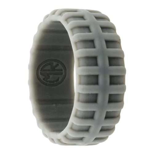Tyre Tread 9mm Mens Grey Silicone Ring