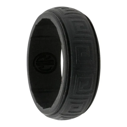 Hollow Square Black 8mm Mens Silicone Ring