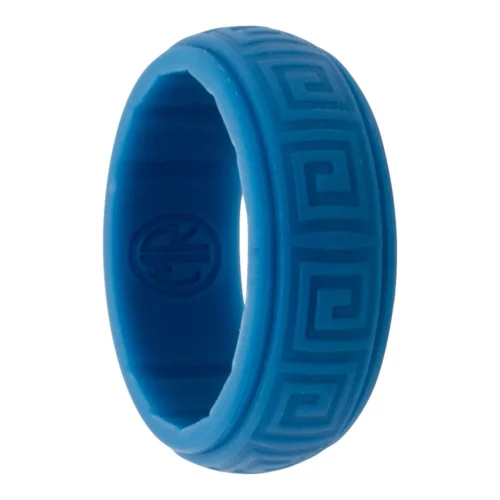 Hollow Square Blue 8mm Mens Silicone Ring