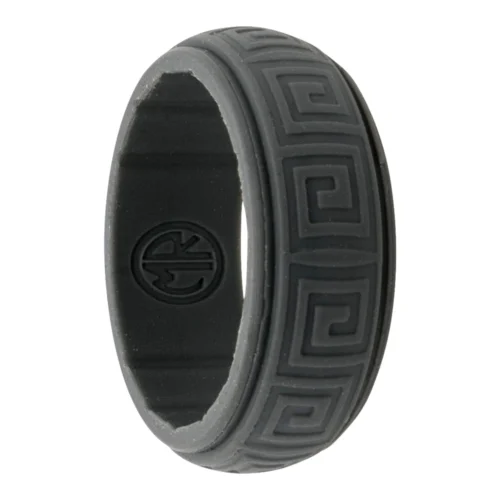 Hollow Square Dark Grey 8mm Mens Silicone Ring