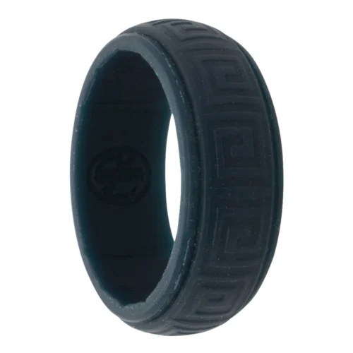 Hollow Square Navy 8mm Mens Silicone Ring