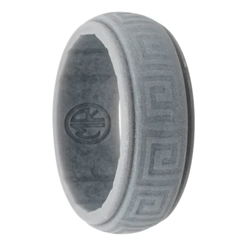 Hollow Square Silver 8mm Mens Silicone Ring