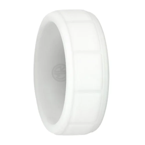 White Silicone Ring with Ridged Pattern