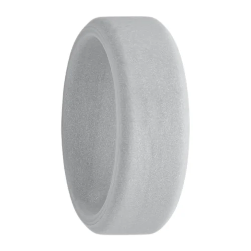 Flat 8mm Silver Men's Silicone Ring