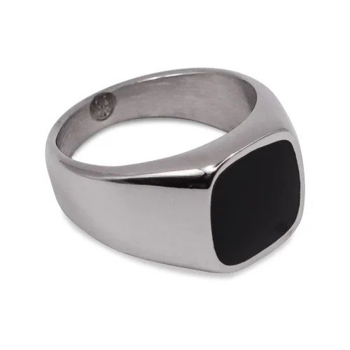 Resolute Black Square Pinky Signet Ring