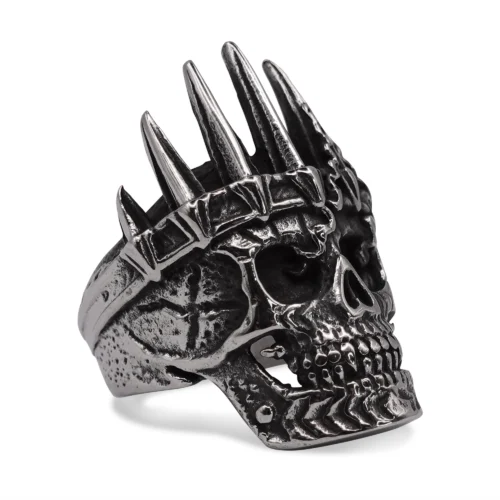 Kingpin Crowned Skull Head Signet Ring