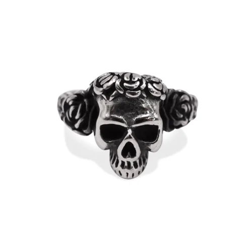 Rose Gothic Stainless Steel Skull Ring