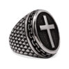 Nexus Aged Steel Cross Signet Ring