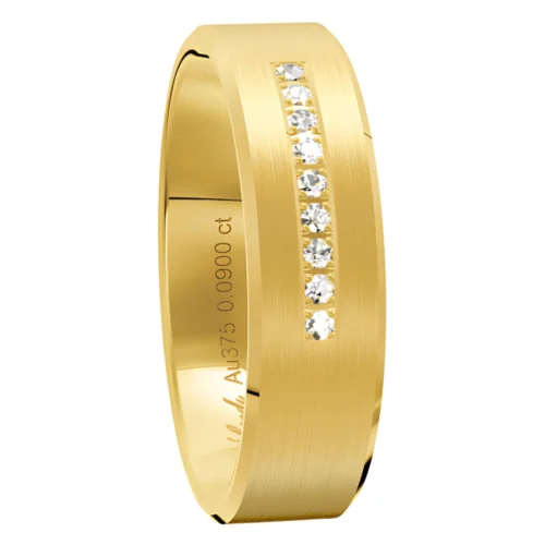 Dual Finish Yellow Gold Diamond Wedding Ring