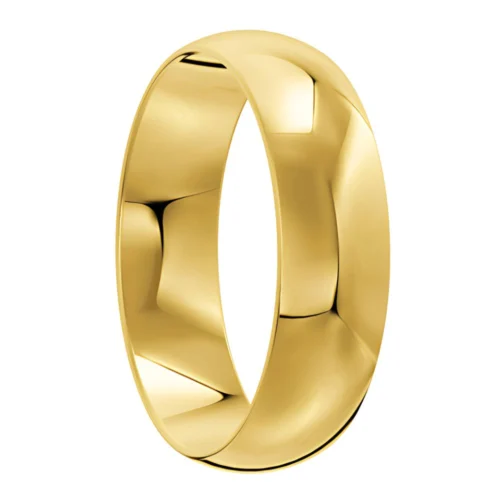 Plain Polished Yellow Gold Domed Wedding Ring