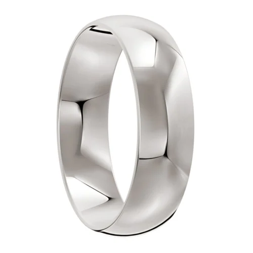 Stunning High Polished White Gold Wedding Ring