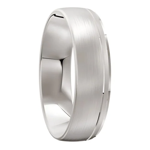 Brushed Finish White Gold Wedding Ring