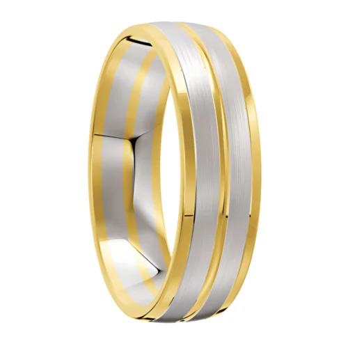 Brushed Yellow and White Gold Wedding Ring