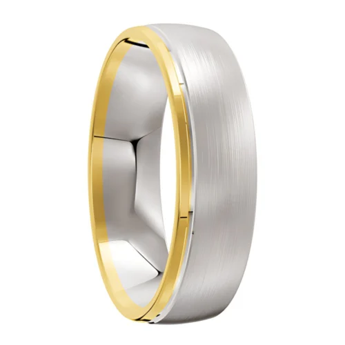 Brushed Yellow and White Gold Wedding Ring