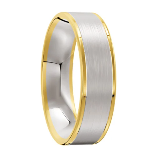 Brushed Yellow and White Gold Wedding Ring