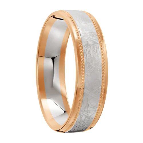 Grooved Rose and White Gold Wedding Ring
