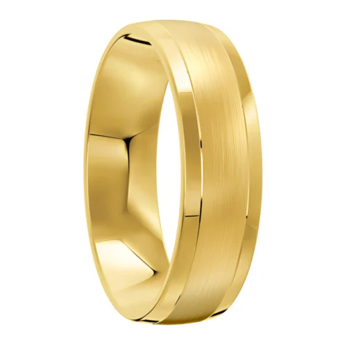 Remarkable Brushed and Polished Yellow Gold Wedding Ring