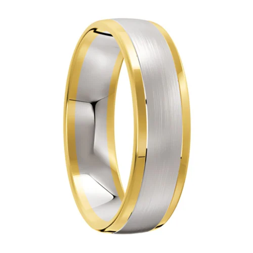 Brushed Yellow and White Gold Wedding Ring
