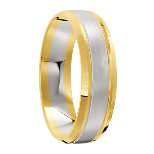 Brushed Yellow and White Gold Wedding Ring