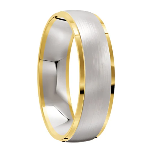 Brushed Yellow and White Gold Wedding Ring