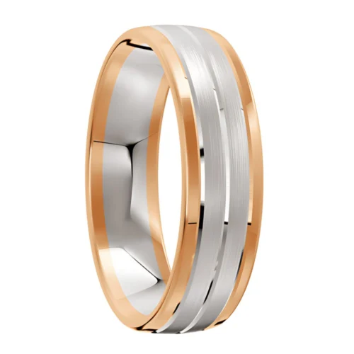 Satin Rose and White Gold Wedding Ring