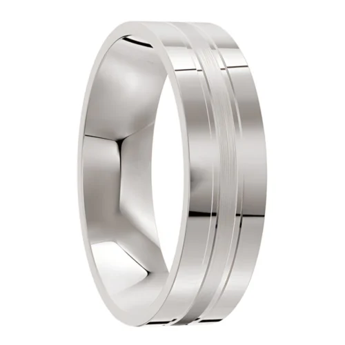 Polished and Brushed White Gold Wedding Ring