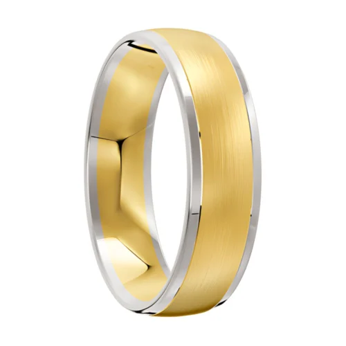 Brushed White and Yellow Gold Ring