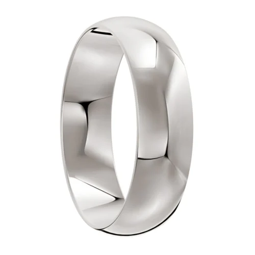 Plain Polished White Gold Domed Wedding Ring