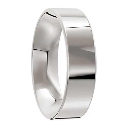 Flat Polished White Gold Wedding Ring