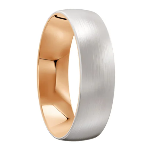 Brushed White and Rose Gold Wedding Ring