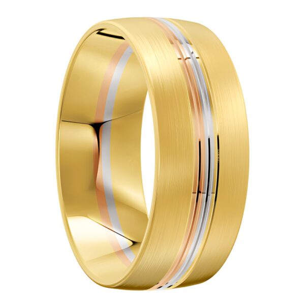 3023 Yellow Rose and White Gold 8mm Wedding Ring