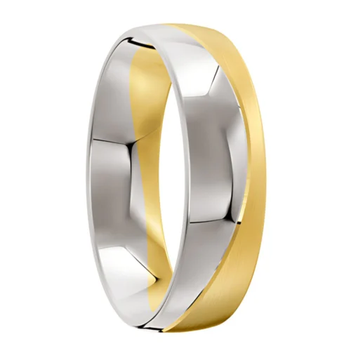 Unique Curved Yellow and White Gold Wedding Ring