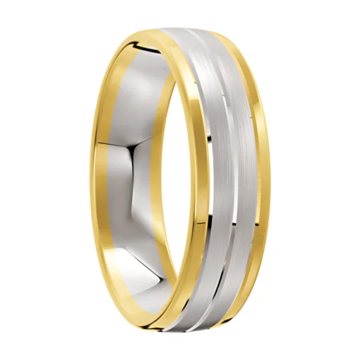 Satin Yellow and White Gold Wedding Ring