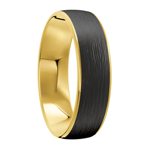 Yellow Gold and Carbon Fibre Wedding Ring