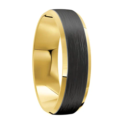Yellow Gold and Carbon Fibre Wedding Ring