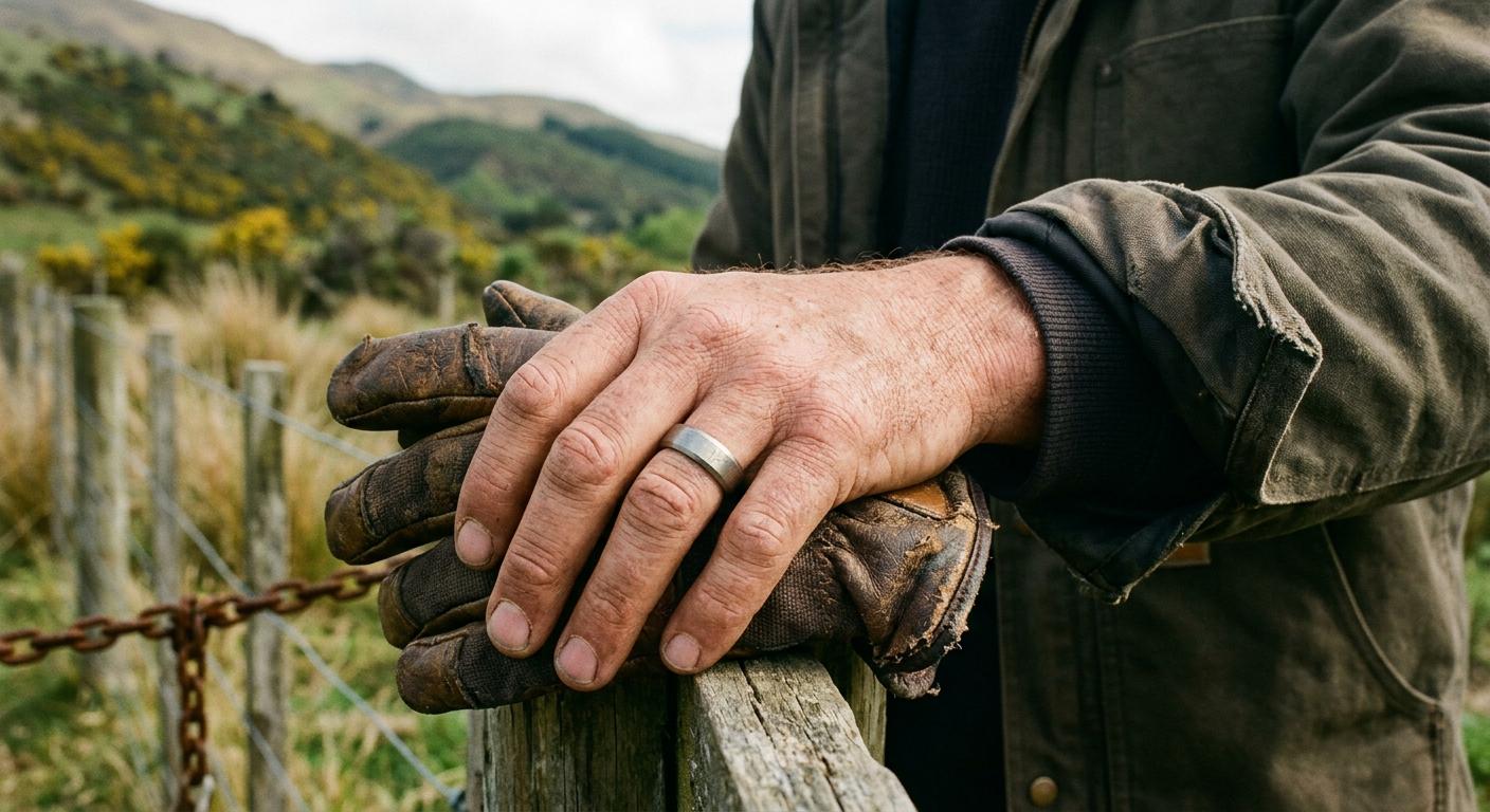 Man wearing titanium wedding band in active outdoor setting
