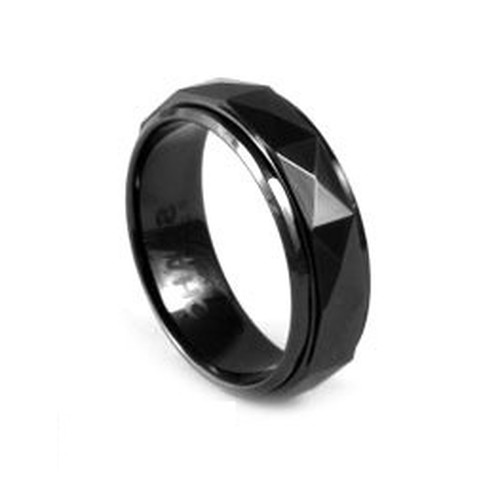 Faceted Black Ceramic Ring