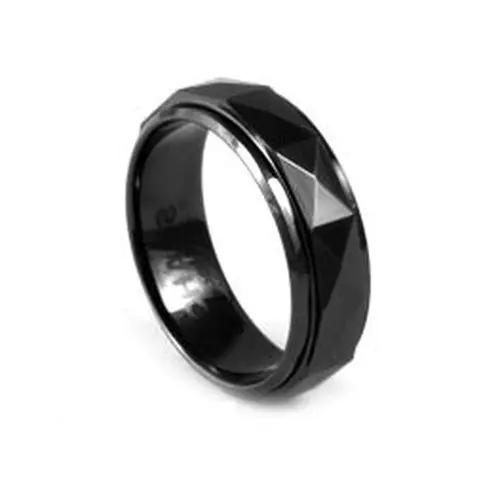 Faceted Black Ceramic Ring