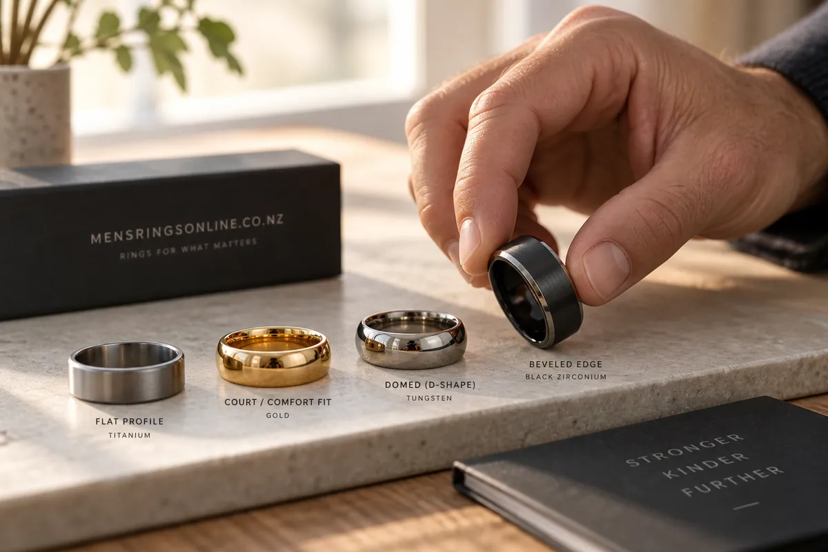 Choosing wedding ring profile shapes men